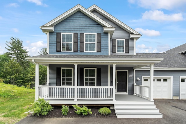 7A Terraceview Dr, Hudson, NH 03051 - view of front of property with covered porch, asphalt driveway, a shingled roof, and an attached garage