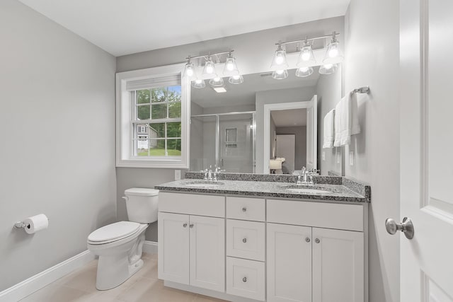 7A Terraceview Dr, Hudson, NH 03051 - bathroom with double vanity, a shower stall, and tile patterned floors
