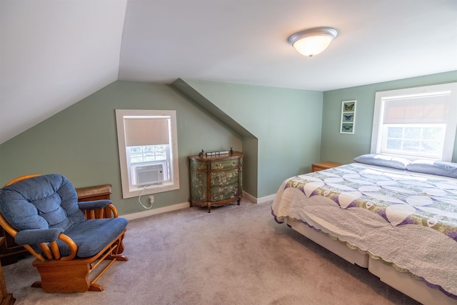 83 Tamworth Rd, Tamworth, NH 03886 - carpeted bedroom with cooling unit and lofted ceiling