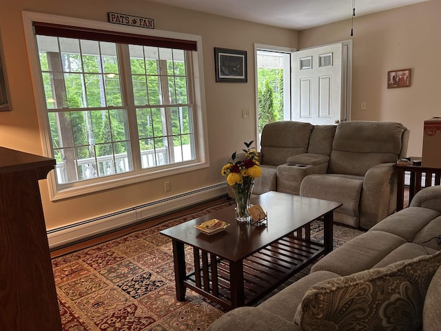 142 Eagle Shore Rd, Moultonborough, NH 03254 - living area with a baseboard radiator and healthy amount of natural light