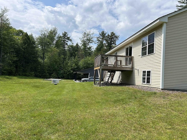 142 Eagle Shore Rd, Moultonborough, NH 03254 - view of green lawn featuring a wooden deck
