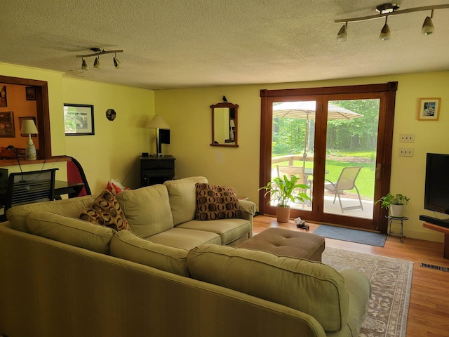 49 Tabor Cir, Albany, NH 03818 - living room with a textured ceiling, light wood finished floors, and rail lighting