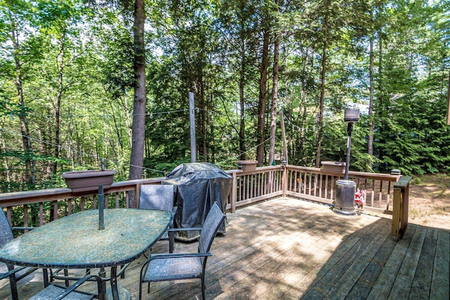 25 Singer Ln, Conway, NH 03813 - wooden deck featuring outdoor dining area and grilling area