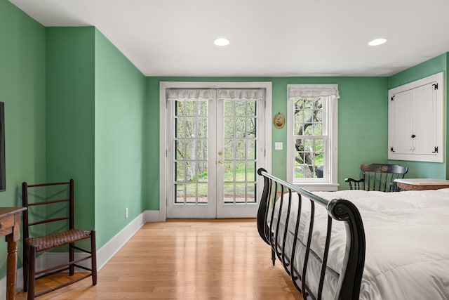 85 Dartmouth College Hwy Unit 204, Lyme, NH 03768 - bedroom featuring light wood-style flooring, access to exterior, and recessed lighting