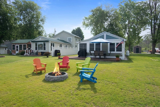 174 Kirk And Fitts Rd, Alburgh, VT 05440 - back of house featuring an outdoor fire pit and a yard