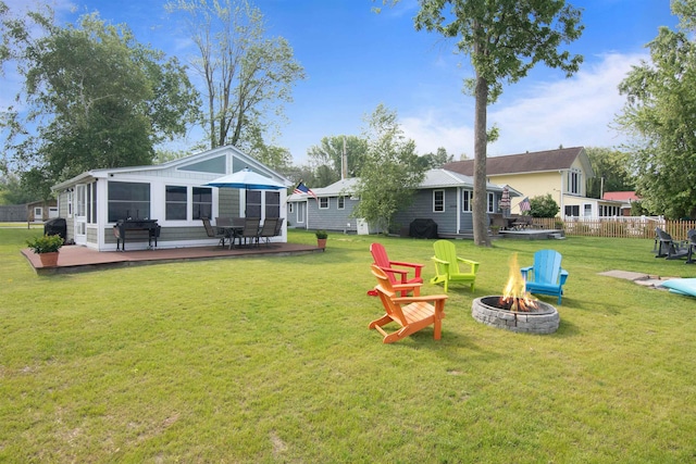 174 Kirk And Fitts Rd, Alburgh, VT 05440 - view of green lawn with a fire pit and a deck
