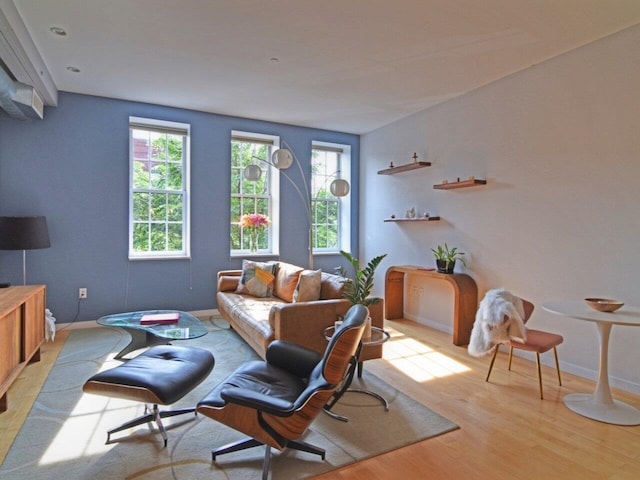 161 St Paul St Unit 202, Burlington, VT 05401 - living area featuring light wood-style flooring and baseboards