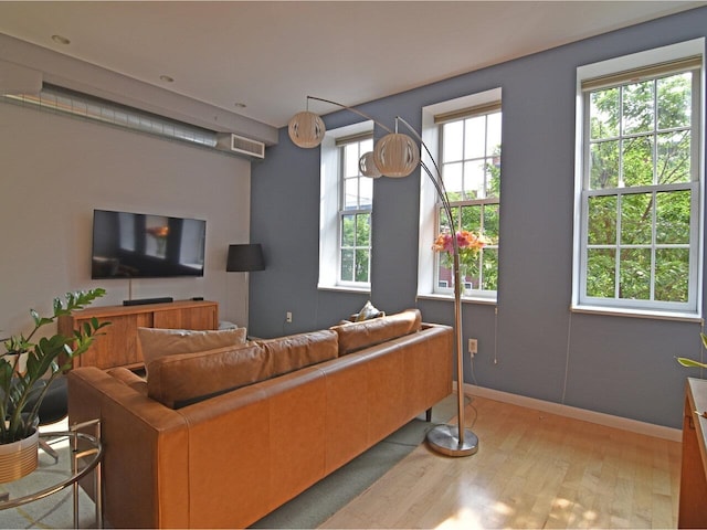 161 St Paul St Unit 202, Burlington, VT 05401 - living room featuring light wood-style flooring and baseboards