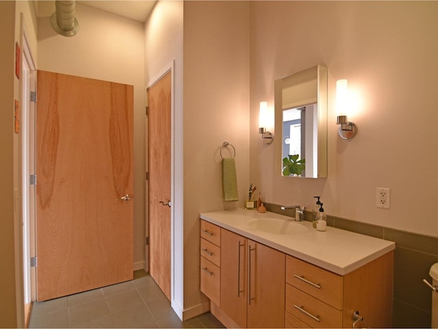 161 St Paul St Unit 202, Burlington, VT 05401 - bathroom with vanity and tile patterned floors