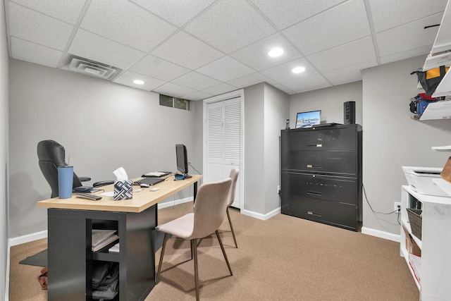 12 Julia Dr, Hooksett, NH 03106 - home office featuring light carpet, recessed lighting, and a paneled ceiling