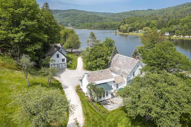 331 Rte 100 N, Plymouth, VT 05056 - aerial view of property and surrounding area with a forest and a nearby body of water