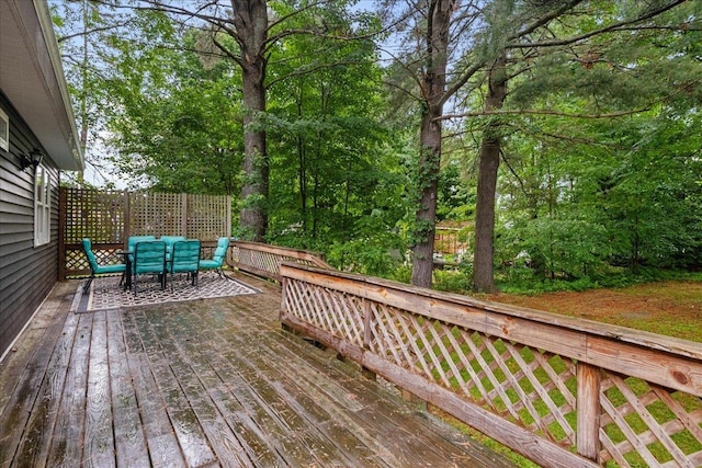155 Woodcrest Cir, Milton, VT 05468 - wooden terrace with outdoor dining space