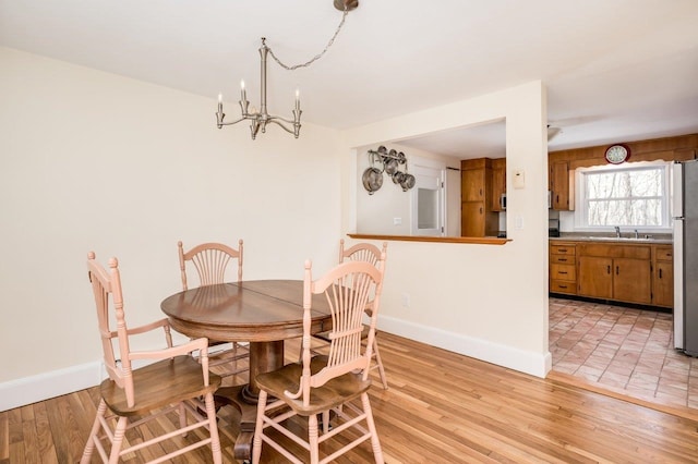 8 Woodridge Rd, Durham, NH 03824 - dining space featuring a chandelier and light wood finished floors