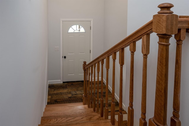 222 Daniel Webster Hwy, Boscawen, NH 03303 - stairs with baseboards and parquet floors