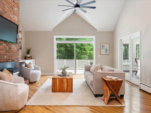 71 Marblehead Rd, Windham, NH 03087 - living room with a ceiling fan, healthy amount of natural light, light wood finished floors, and lofted ceiling