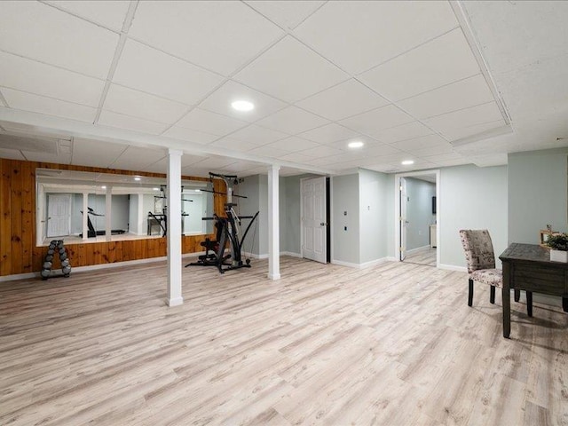 71 Marblehead Rd, Windham, NH 03087 - finished basement featuring wood finished floors, a drop ceiling, wood walls, and recessed lighting