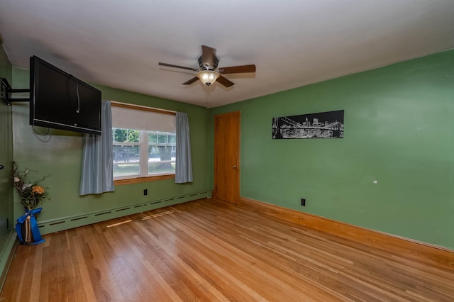 10 Eastern Ave, Rochester, NH 03867 - empty room featuring a baseboard radiator, ceiling fan, and light wood-style floors