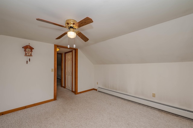 10 Eastern Ave, Rochester, NH 03867 - bonus room featuring a baseboard radiator, light carpet, a ceiling fan, vaulted ceiling, and baseboard heating