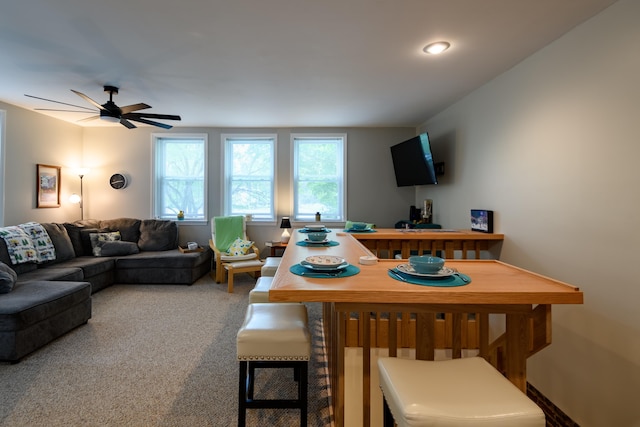45 Kancamagus Hwy Unit 2, Woodstock, NH 03262 - dining space featuring plenty of natural light, ceiling fan, and carpet floors