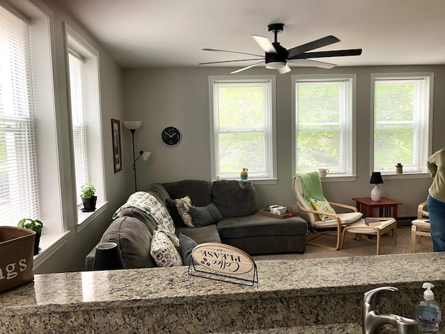 45 Kancamagus Hwy Unit 2, Woodstock, NH 03262 - living room with ceiling fan