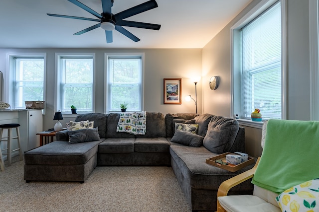 45 Kancamagus Hwy Unit 2, Woodstock, NH 03262 - living area with plenty of natural light and a ceiling fan