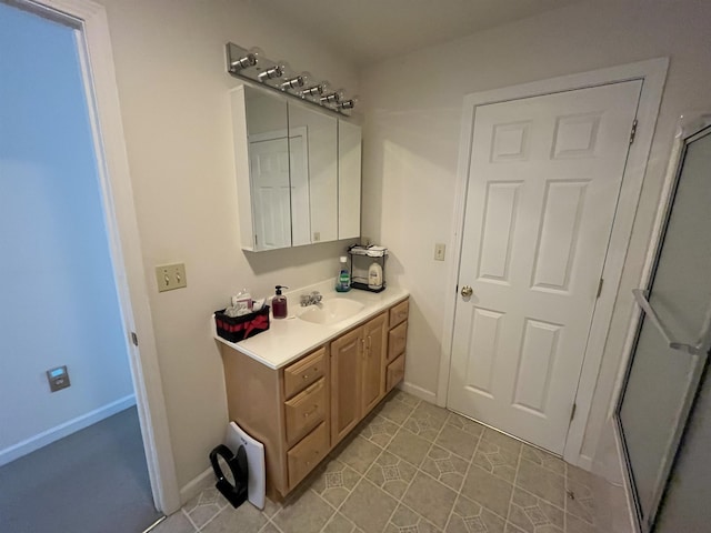 13 Bartlett St, Allenstown, NH 03275 - full bathroom with vanity, a stall shower, and tile patterned floors