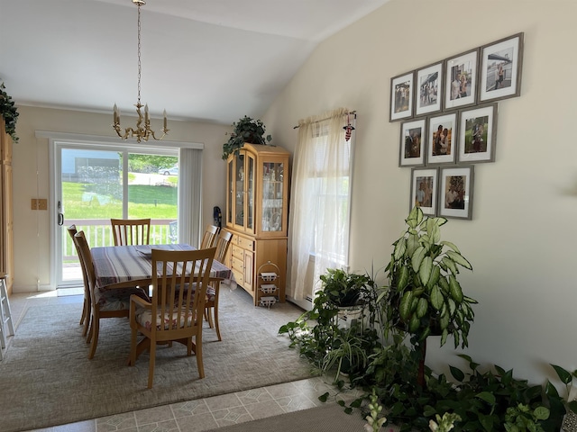 13 Bartlett St, Allenstown, NH 03275 - carpeted dining room with vaulted ceiling and a chandelier