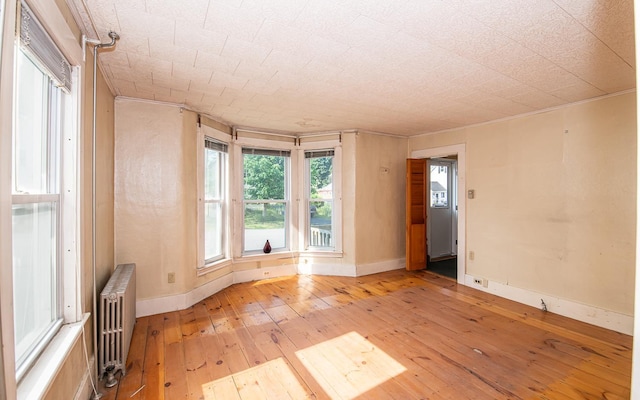 4 Walnut St, Exeter, NH 03833 - unfurnished room with radiator heating unit, light wood finished floors, and crown molding