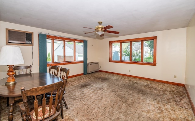 4 Walnut St, Exeter, NH 03833 - dining room with a ceiling fan and an AC wall unit