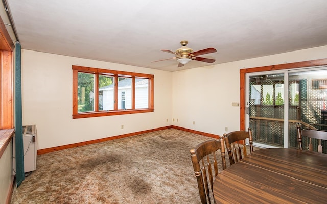 4 Walnut St, Exeter, NH 03833 - unfurnished dining area with ceiling fan and carpet flooring
