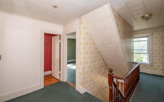 4 Walnut St, Exeter, NH 03833 - stairway with carpet and wallpapered walls