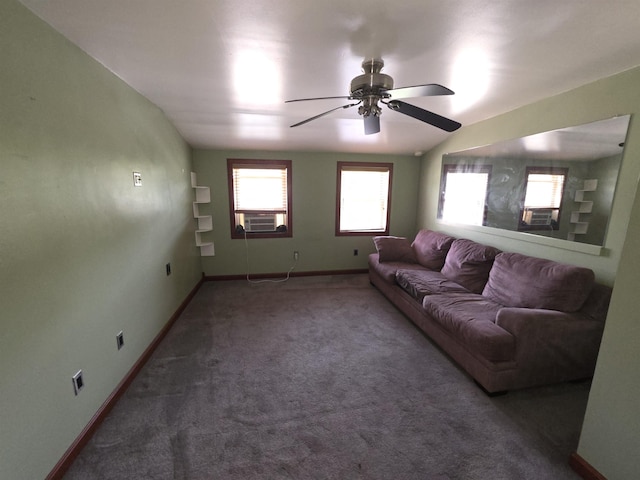 793 S Beech St, Manchester, NH 03104 - living area featuring a ceiling fan, cooling unit, and carpet flooring