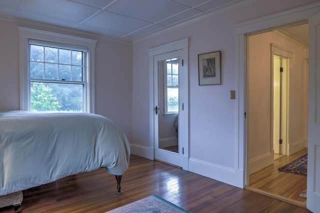 45 School St, Keene, NH 03431 - bedroom featuring wood-type flooring, multiple windows, and ornamental molding