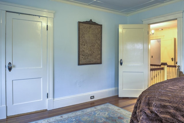 45 School St, Keene, NH 03431 - bedroom with dark wood-style floors and crown molding