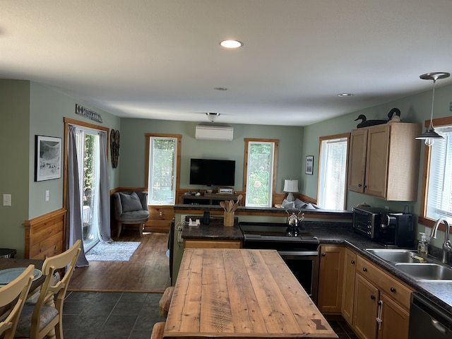 26 Island Dr, Madison, NH 03849 - kitchen featuring stainless steel electric range oven, dishwasher, healthy amount of natural light, open floor plan, and recessed lighting