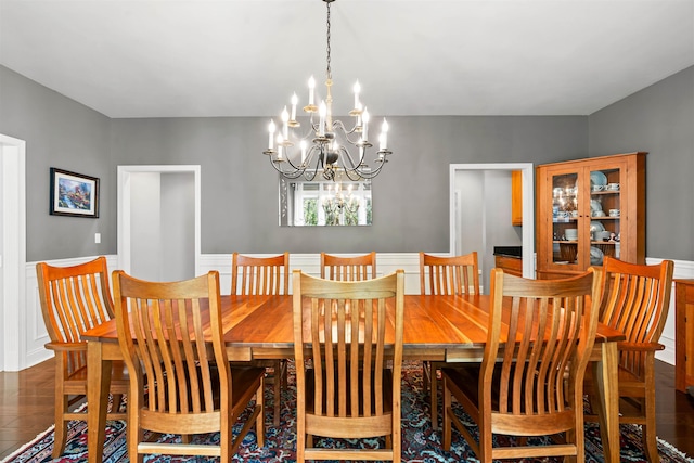 9 Hubbard Rd, Amherst, NH 03031 - dining space with a chandelier and wainscoting
