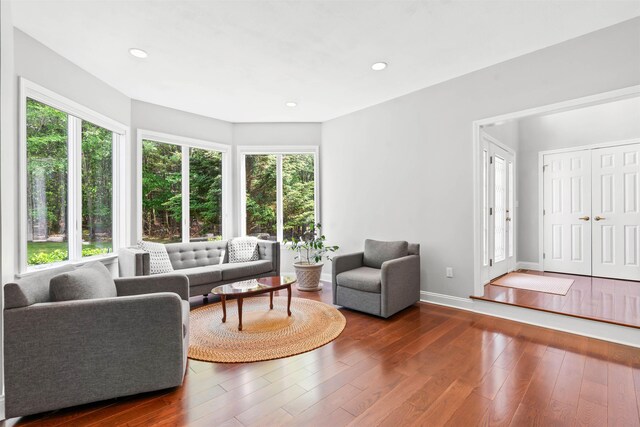 9 Hubbard Rd, Amherst, NH 03031 - living room featuring healthy amount of natural light, wood finished floors, and recessed lighting