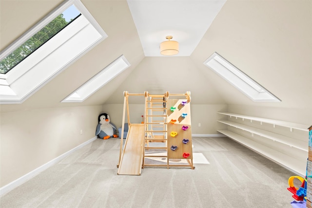 9 Hubbard Rd, Amherst, NH 03031 - additional living space featuring a skylight, carpet flooring, and lofted ceiling
