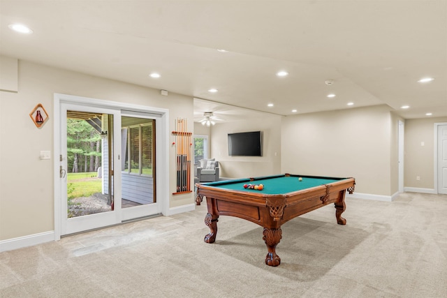 9 Hubbard Rd, Amherst, NH 03031 - game room with light colored carpet, pool table, recessed lighting, and healthy amount of natural light