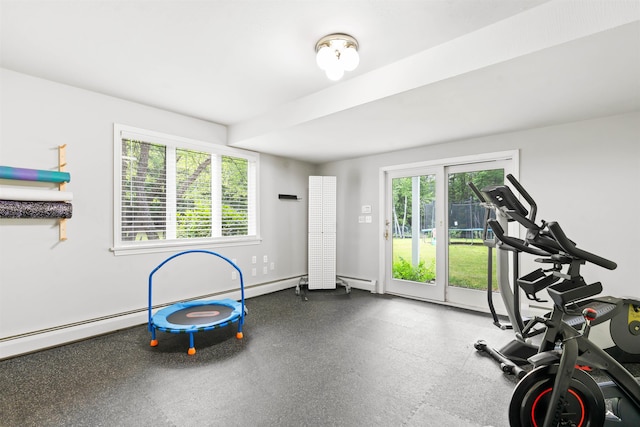 9 Hubbard Rd, Amherst, NH 03031 - workout room featuring a baseboard heating unit