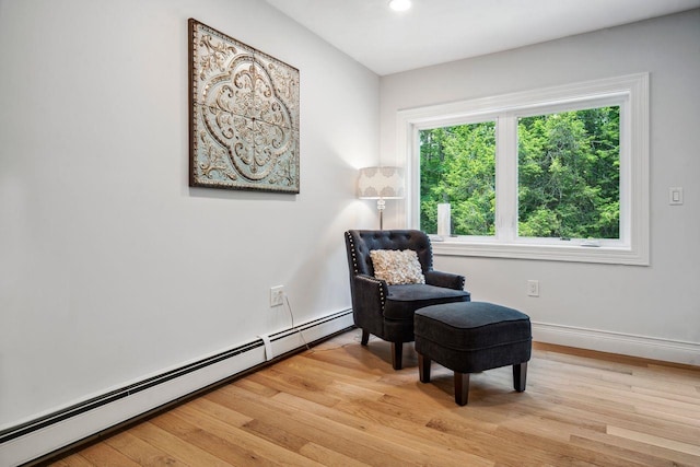 10 Lawrence Ln, Hollis, NH 03049 - sitting room featuring a baseboard radiator, light wood-type flooring, and recessed lighting
