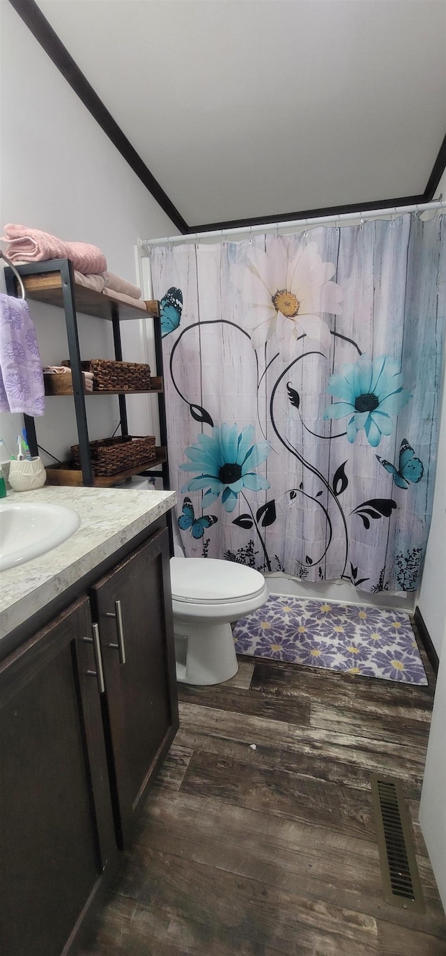 5 Mildred Ave, Raymond, NH 03077 - bathroom with vanity, wood finished floors, and curtained shower