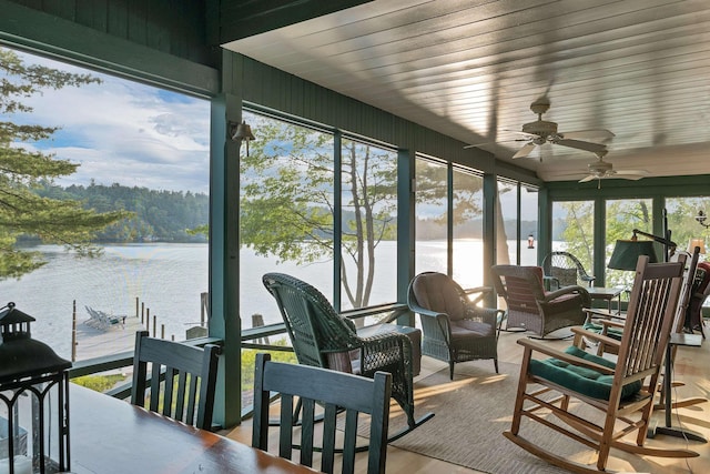 310 Bear Is, Meredith, NH 03253 - sunroom / solarium with a water view and wood finished floors