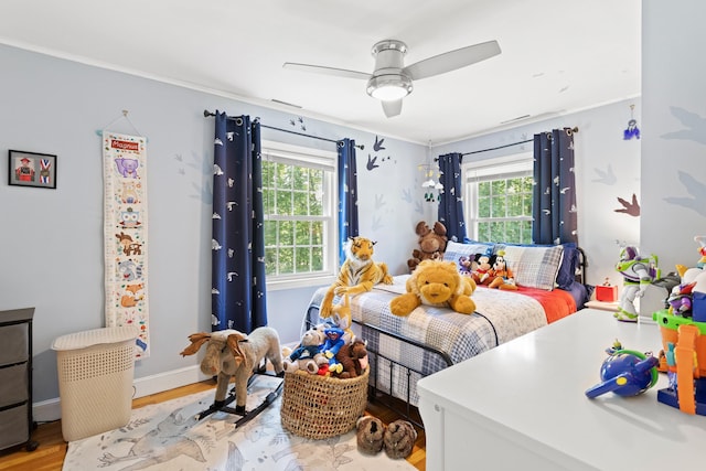 38 Piscataqua Rd, Dover, NH 03820 - bedroom with ornamental molding, wood finished floors, and ceiling fan