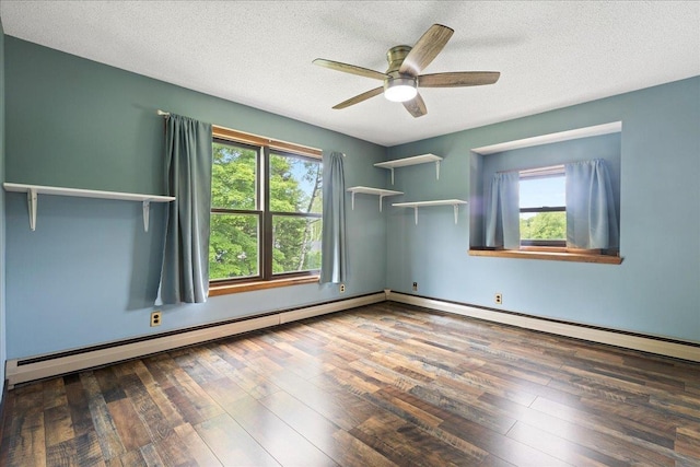 110 W Milan Rd, Milan, NH 03588 - empty room with wood finished floors, a ceiling fan, a textured ceiling, and a baseboard radiator