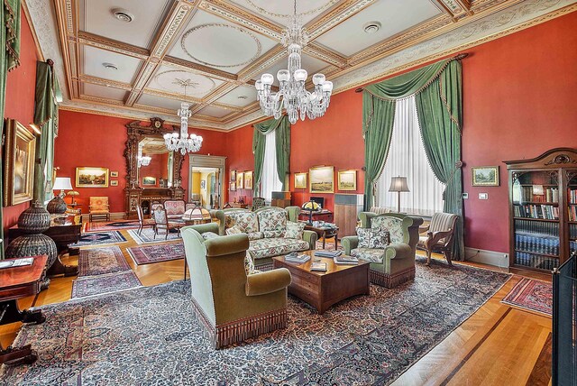 2 Croydon Brook Rd, Newport, NH 03773 - lobby featuring a towering ceiling, coffered ceiling, and crown molding