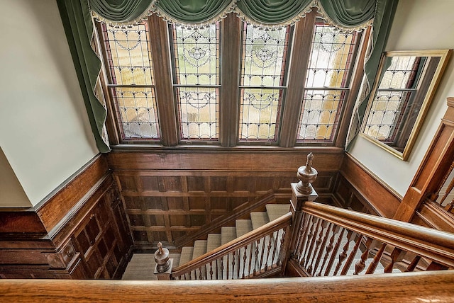 2 Croydon Brook Rd, Newport, NH 03773 - stairs featuring wainscoting and a decorative wall