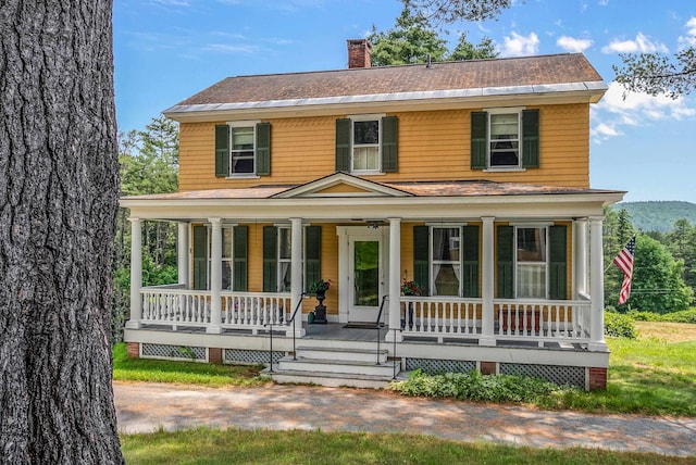 2 Croydon Brook Rd, Newport, NH 03773 - view of front facade with a chimney, a porch, and roof with shingles