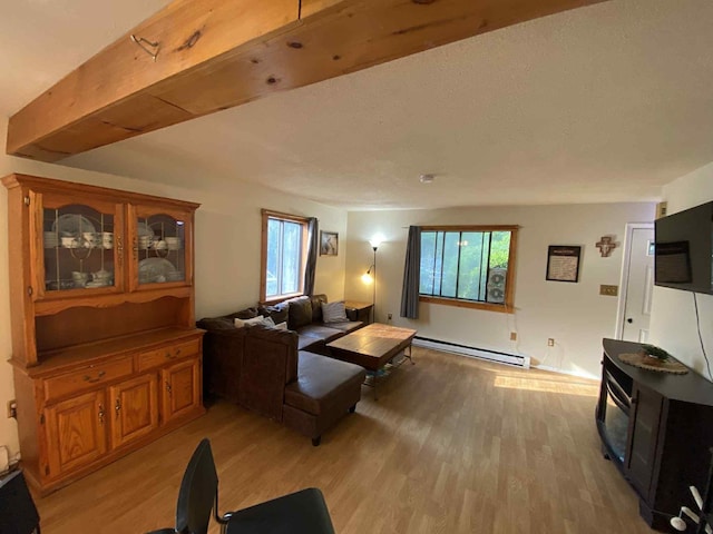 5 Swiftwater Dr Unit 8, Allenstown, NH 03275 - living area featuring baseboard heating, healthy amount of natural light, and light wood-type flooring