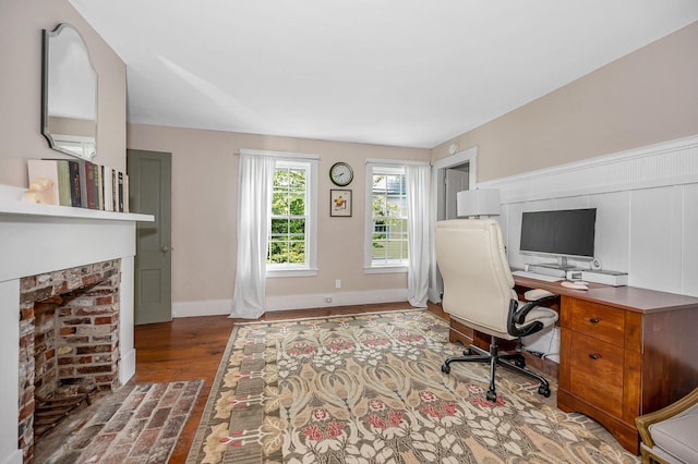 8 Main St, Brookline, NH 03033 - office space featuring a fireplace and wood finished floors
